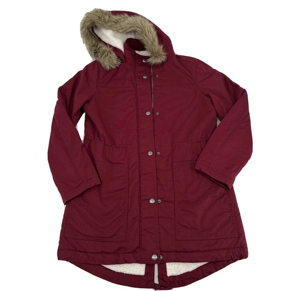 GAP Red Womens Size S Coat with Hood Inside Sherpa Line - Picture 1 of 12